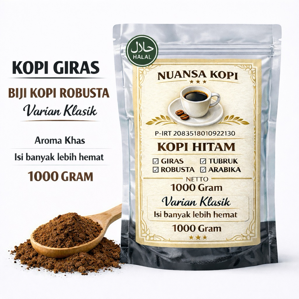Kopi Bubuk Giras Robusta 1Kg Premium - Kopi Tradisional Asli Nusantara