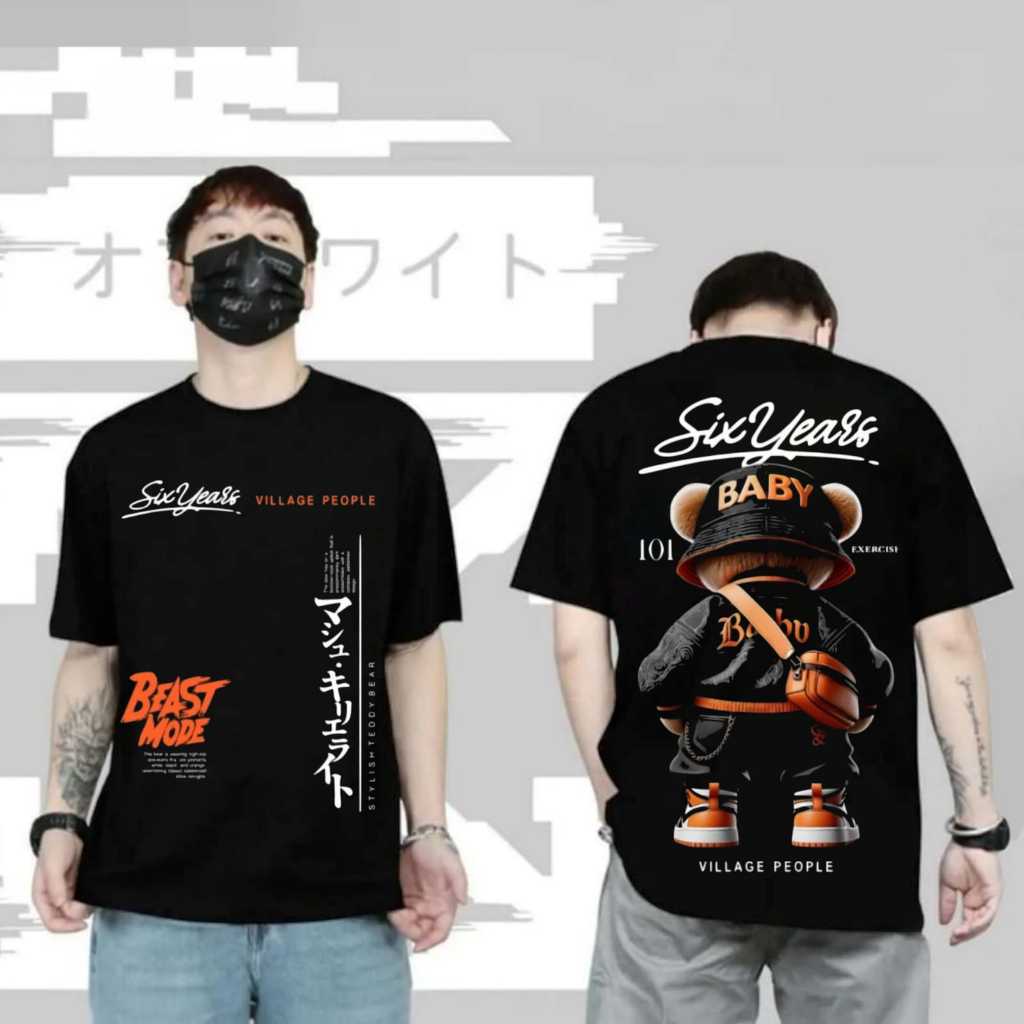 BAJU KAOS DISTRO T-SHIRT BONEKA BERUANG SIX YEARS BABY/ATASAN PRIA WANITA DEWASA BERMOTIF GAMBAR BEA