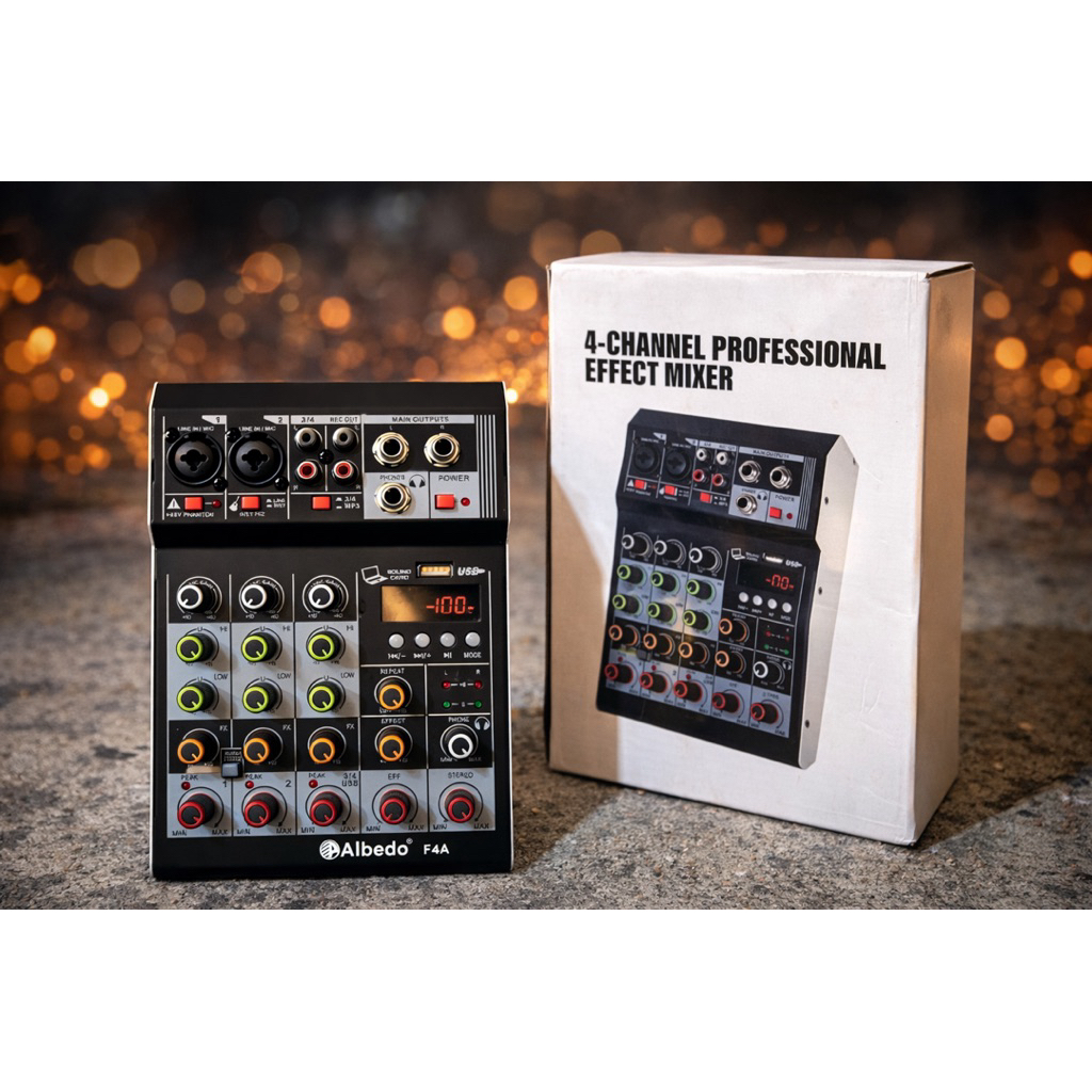 Mixer Audio Profesional 4 Channel dengan Efek – Professional Effect Mixer