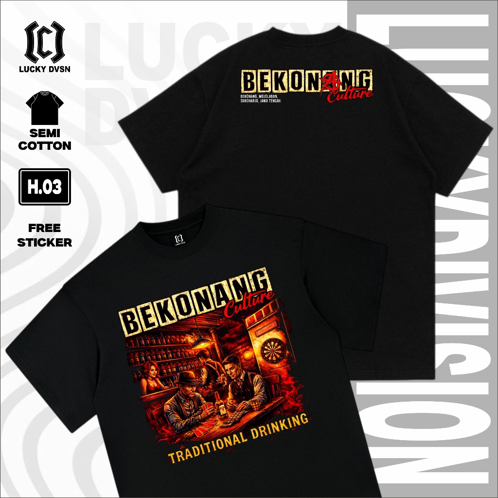 LUCKY DVSN Kaos Bekonang Traditional Drinking Baju Distro Viral Trend Kekinian Pria Wanita Unisex H 