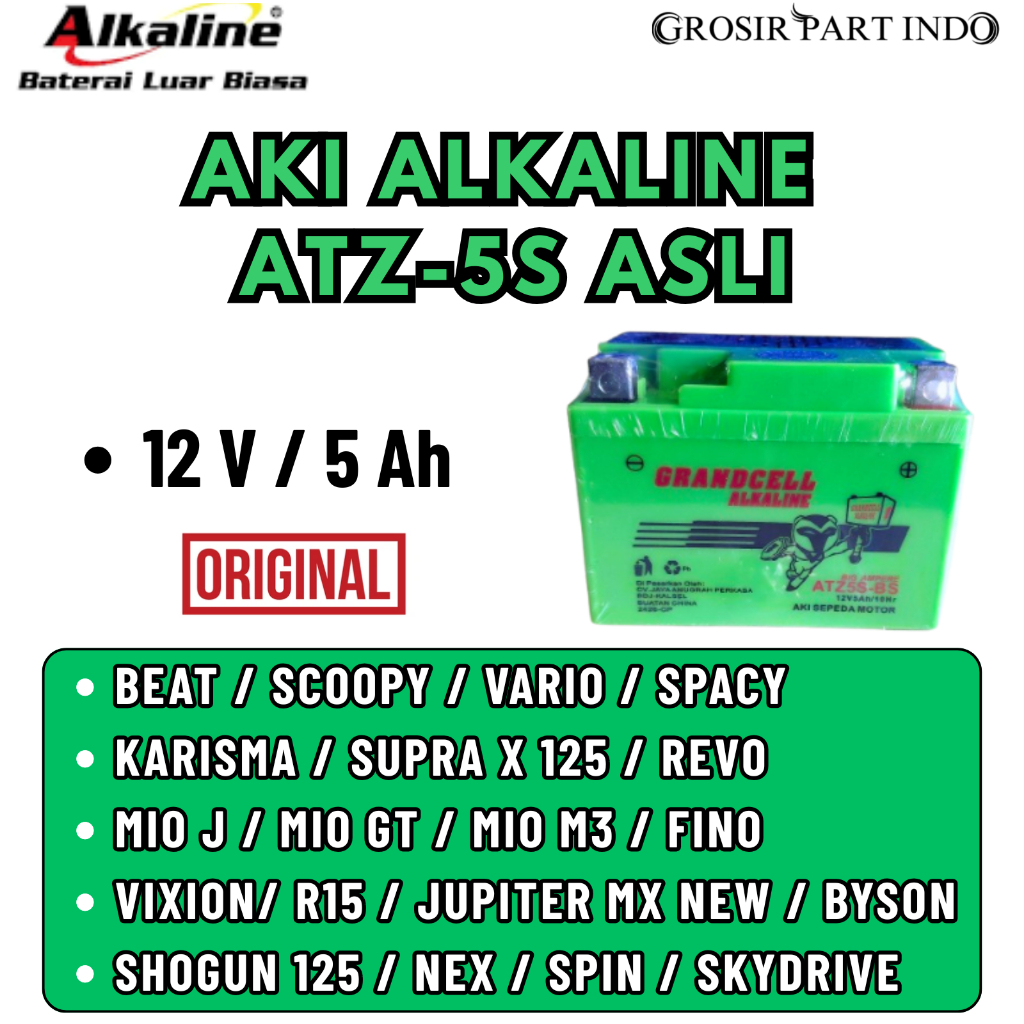 AKI Motor Alkaline ATZ5S 12V 5Ah Asli Original