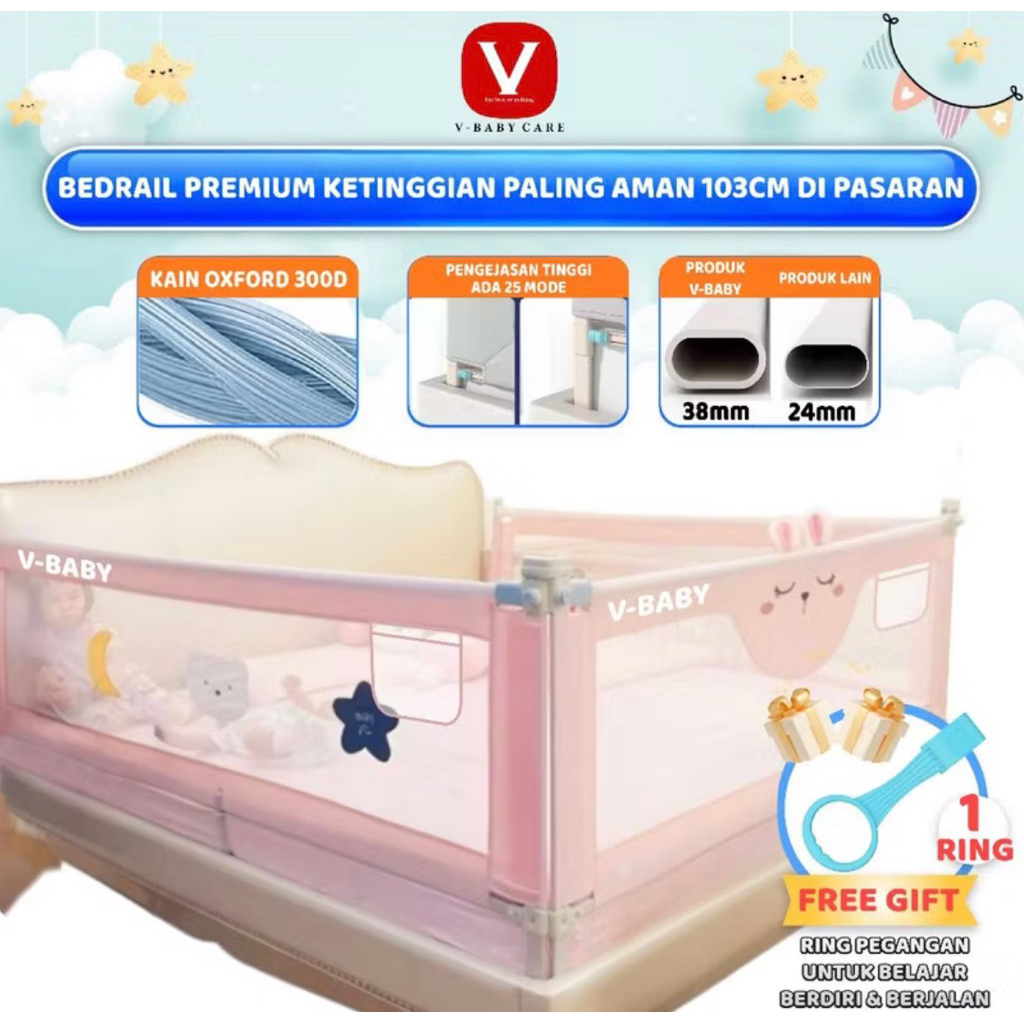 v baby bedrail