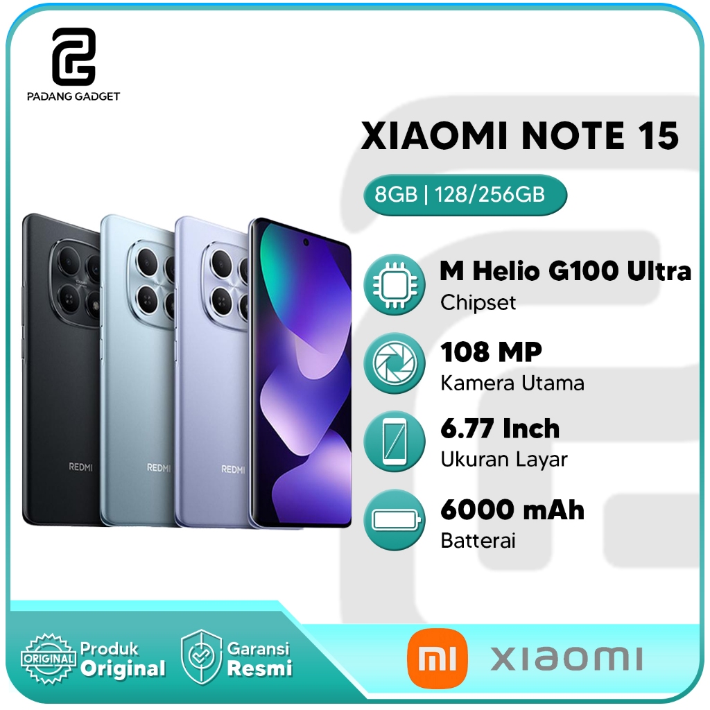 Xiaomi Redmi Note 15 8/128GB | 8/256GB Terbaru Hp Android Smartphone Original Garansi Resmi