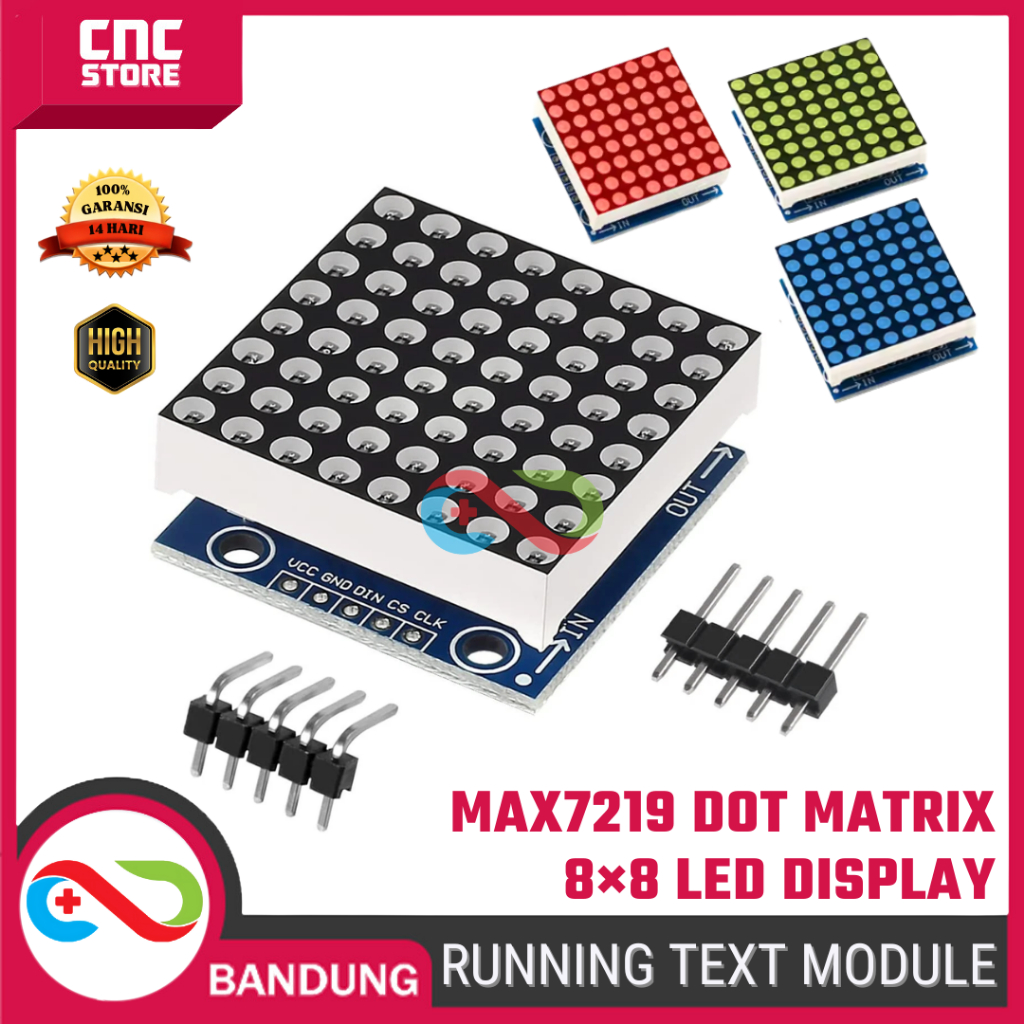 MAX7219 8x8 LED Dot Matrix Display Module – Running Text & Animasi (Merah / Hijau / Biru) untuk Ardu