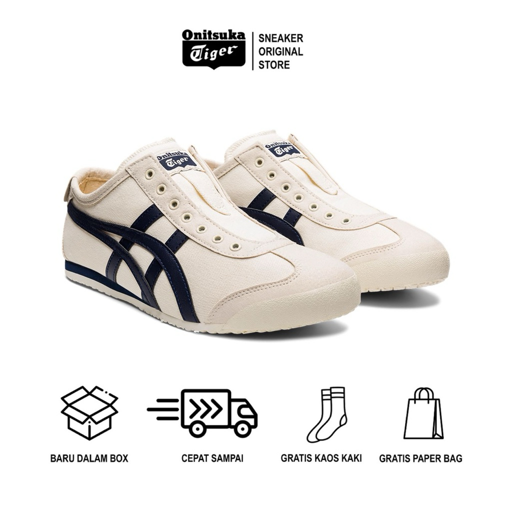 Sepatu Sneakers Onitsuka Tiger Mexico 66 Slip On Midnight /Sepatu Unisex Original
