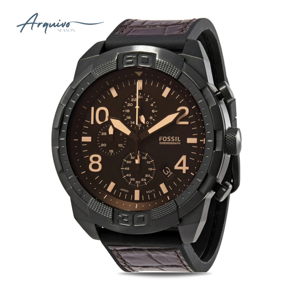 Jam Tangan Pria Fossil Bronson Chronograph Kulit Casual Sporty Original FS5713