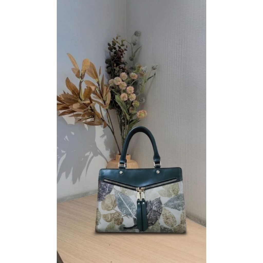 Tas Jinjing Wanita Ecoprint Daun Alam Elegan Premium