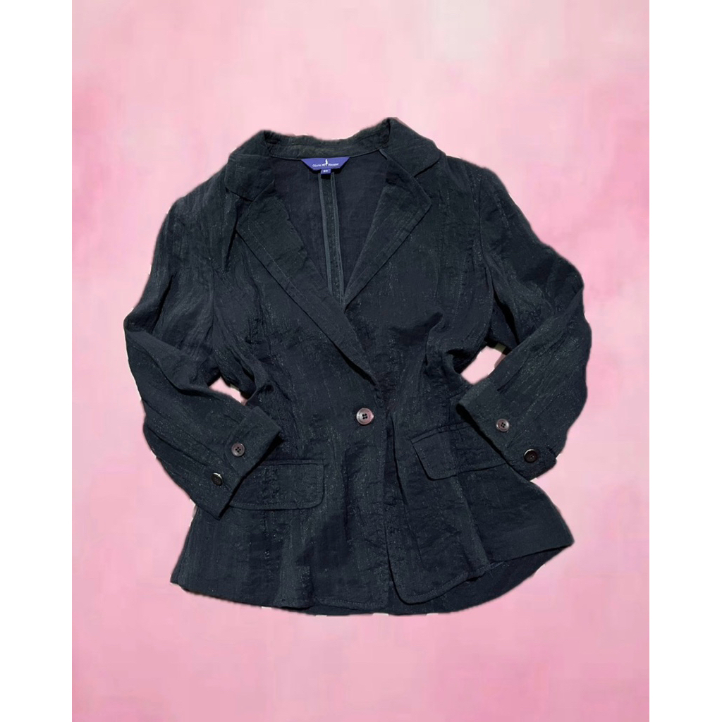 [PRELOVED] Blazer Navy Wanita Formal / Outer Kerja Slim Fit / Jas Wanita Textured Black Casual Offic