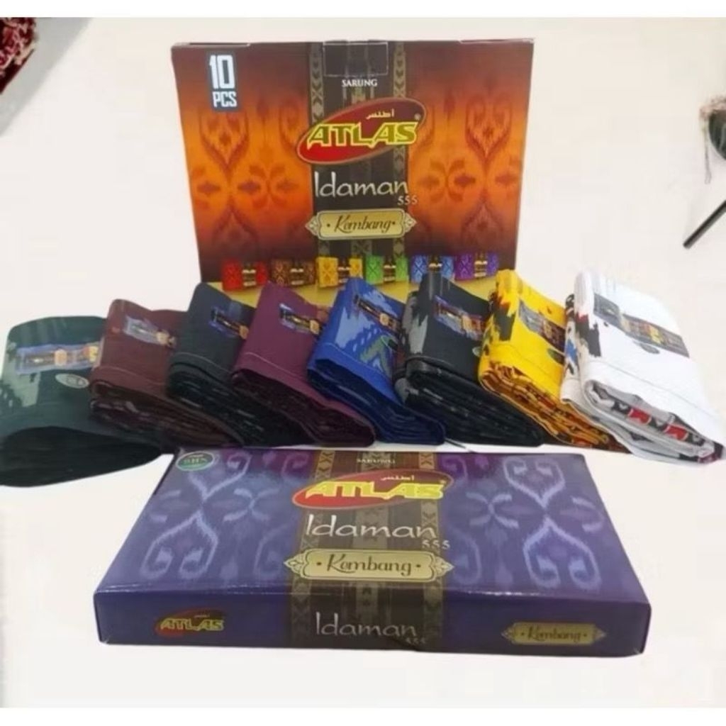 Sarung Atlas Hitam Putih Motif BHS Termurah Terlaris