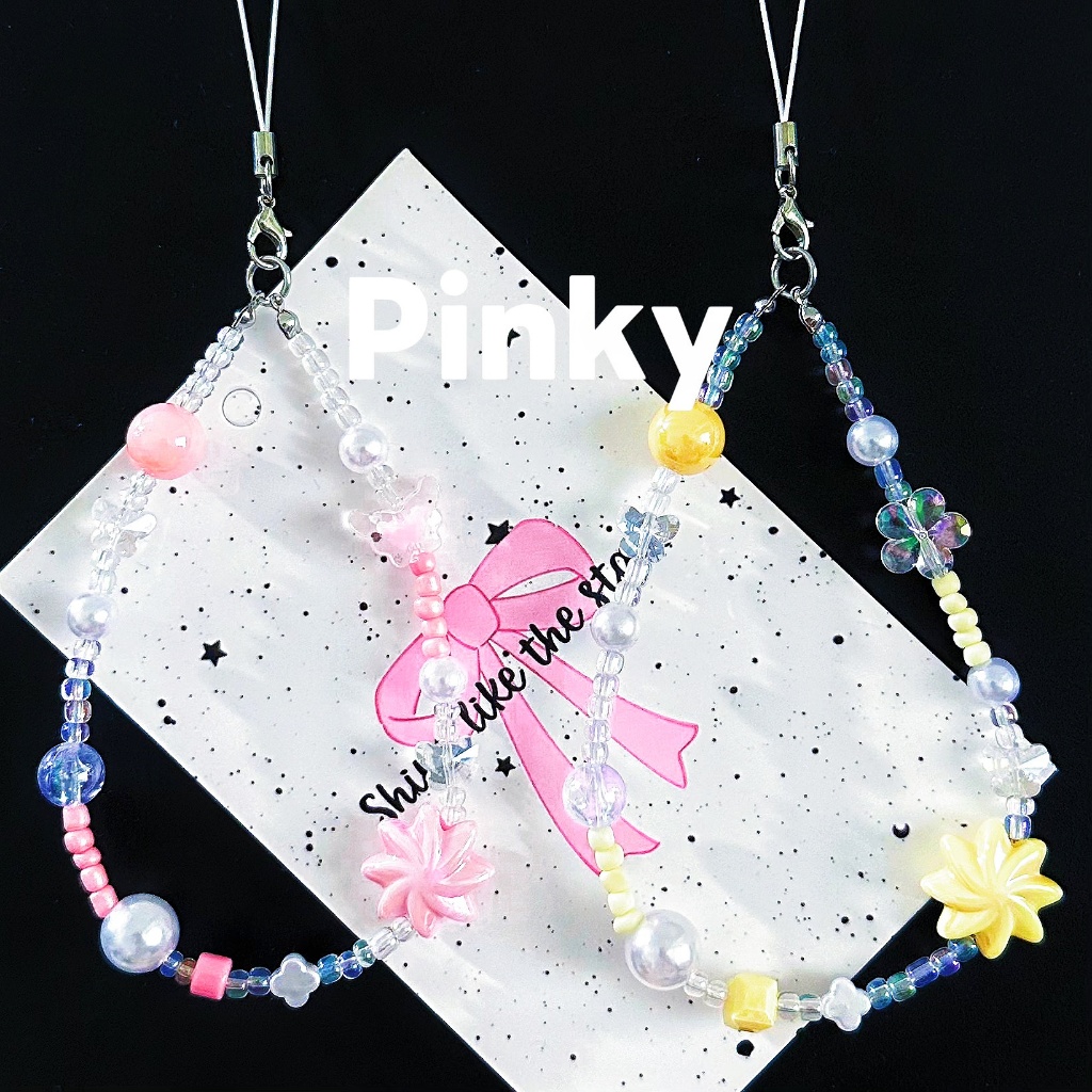 Pinky - Tali & Gantungan Hp/Gantungan tas/Gantungan kunci/Strap hp Grosir/ Super Manis dengan Beads 
