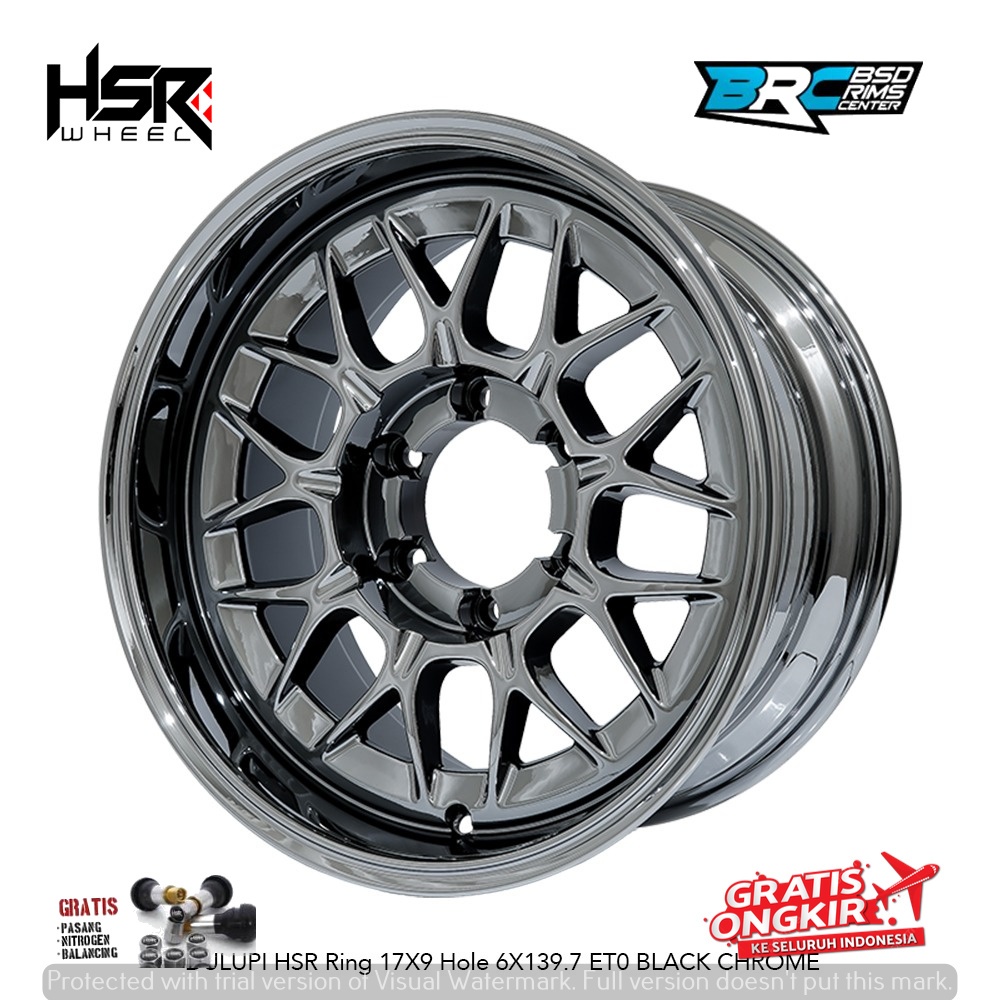 HSR WHEEL R17 PAJERO FORTUNER HILUX TRITON DLL HSR DULUPI RING 17 BLACK CHROME