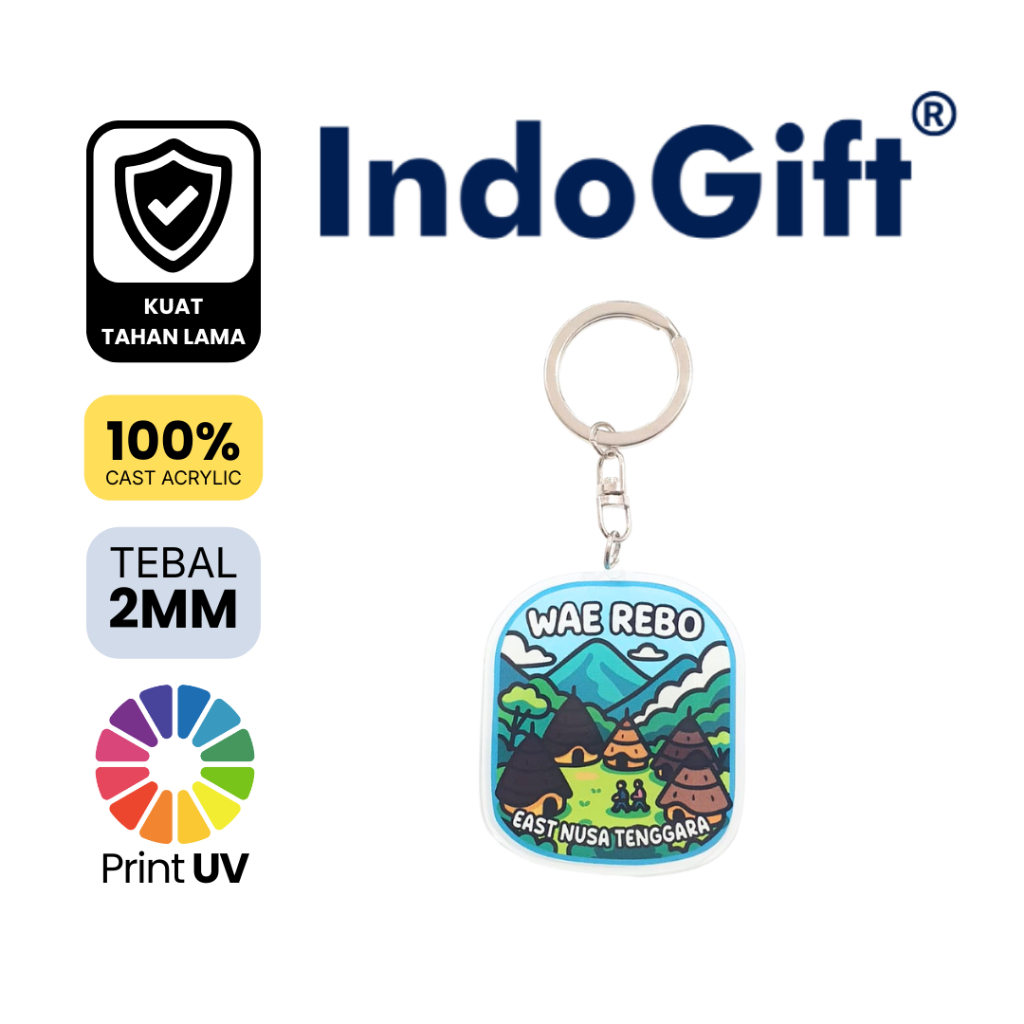 IndoGift Gantungan Kunci Akrilik Tipe 12 Souvenir Oleh Oleh Labuan Bajo