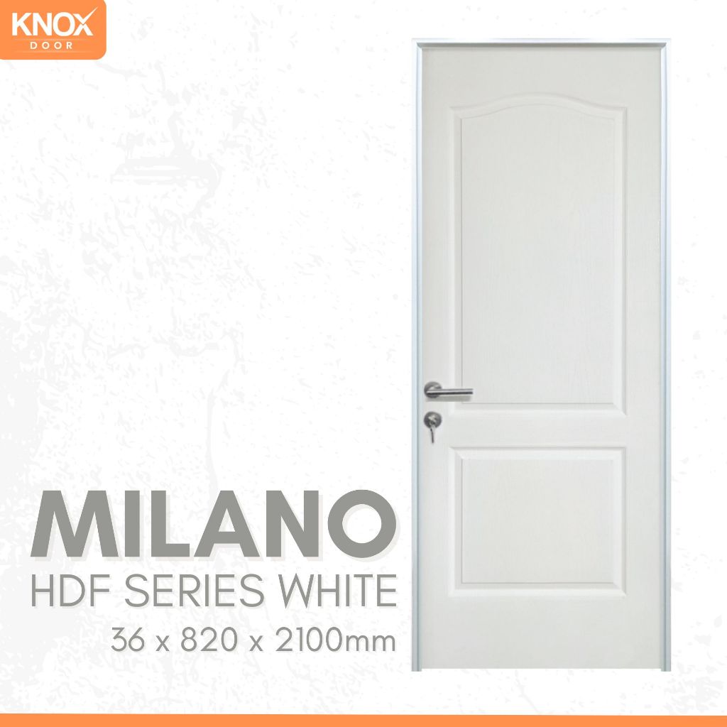 KNOX DOOR - Pintu Interior HDF Series White Milano l 36x820x2100mm l Only Pintu l Fullset l Kusen Al