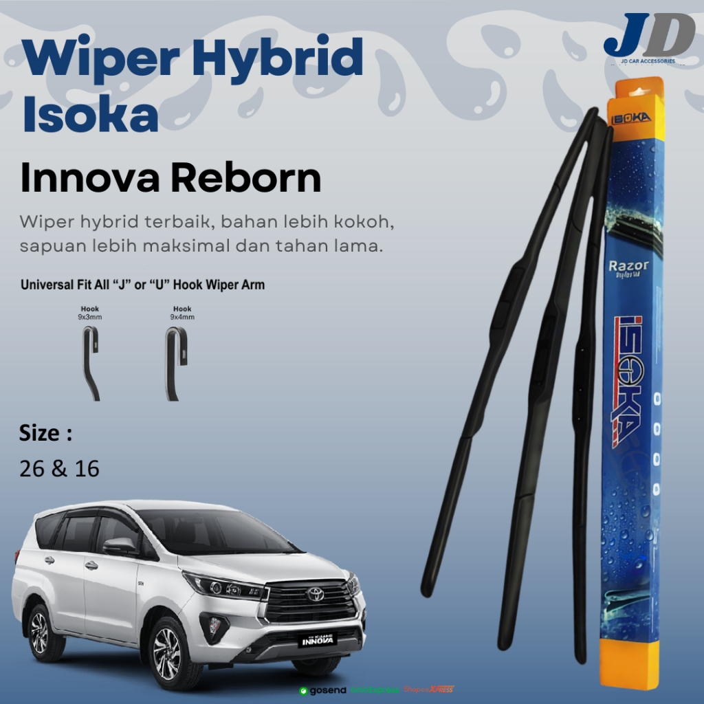 Wiper Hybrid Premium Innova Reborn | 26 16 | Plug & Play | Wiper Hybrid Isoka