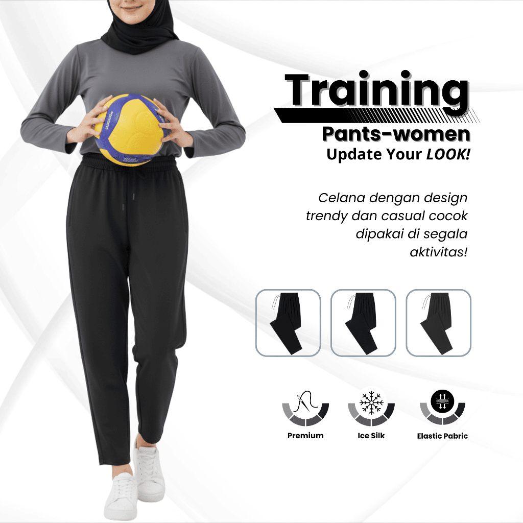 STRONG PANTS Celana Training Wanita Muslimah Friendly Scuba Premium, Fleksibel Longgar, Adem & Tidak