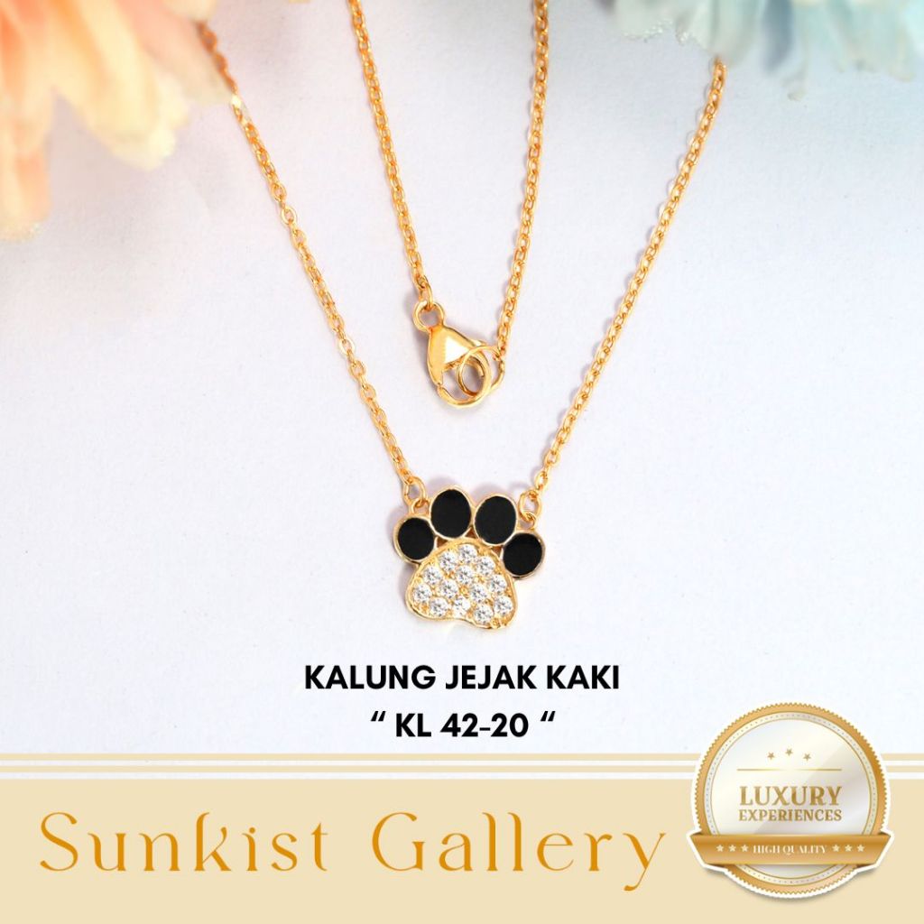 KALUNG EMAS RANTAI SET LIONTIN TERBARU MODEL JEJAK KAKI HEWAN LUCU EMAS ASLI EMAS MUDA KADAR 8K (375