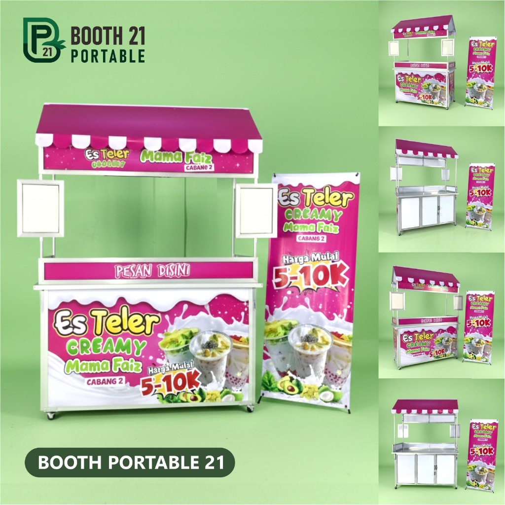 Booth Portable Model Atap Rumah Gerobak Lipat Jumbo Meja Jualan Booth Portable 21