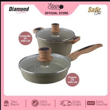 STEIN Safir Set ( Anti-Lengket) frypan 24cm + casserole 20cm Steincookware Panci Set Teflon