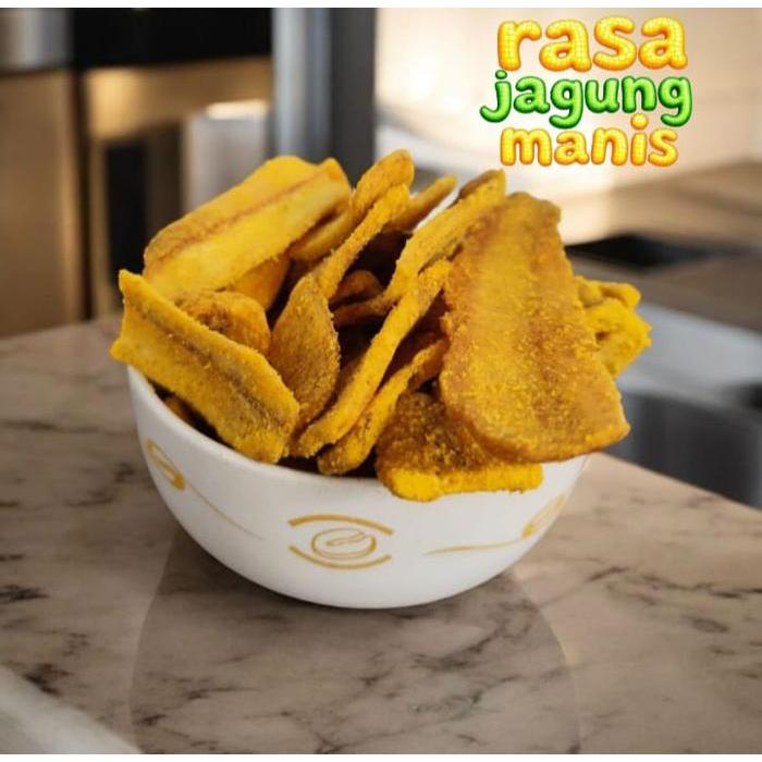 PROMO 1KG KRIPIK PISANG JAGUNG MANIS & ANEKA RASA LAINNYA KERIPIK PISANG KEPOK KHAS LAMPUNG  OLEH OL