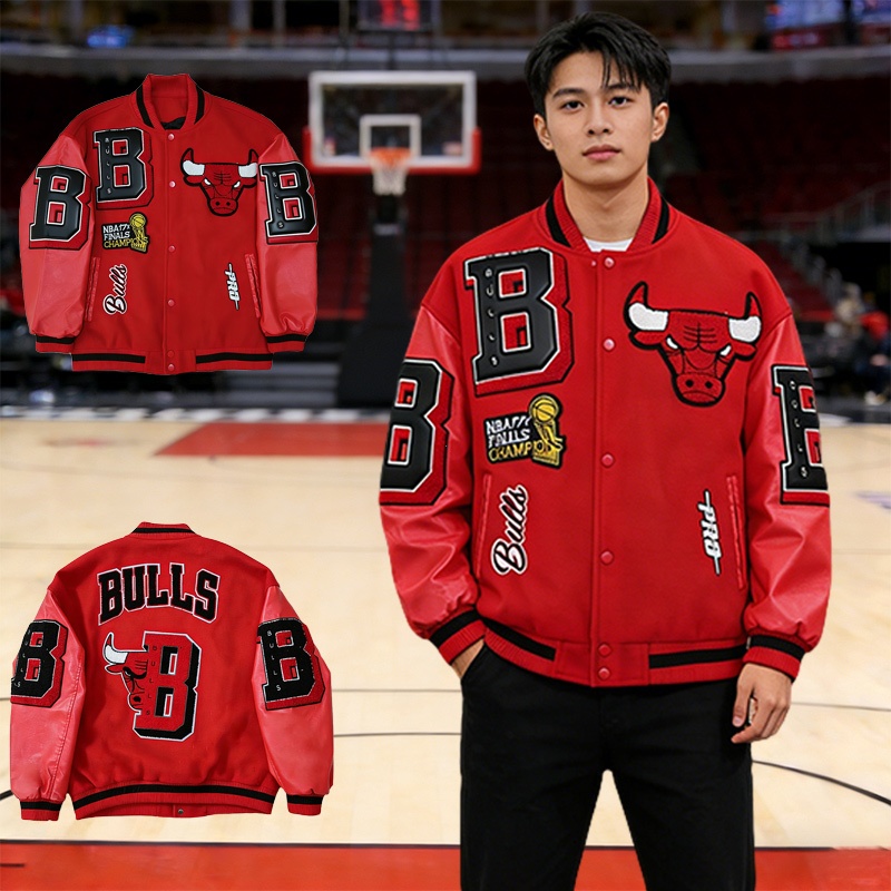 GTY Jacket Varsity Nba Chicago Bulls,Jaket Jordan Championship Version,Jeket Winter Embroidery Pria