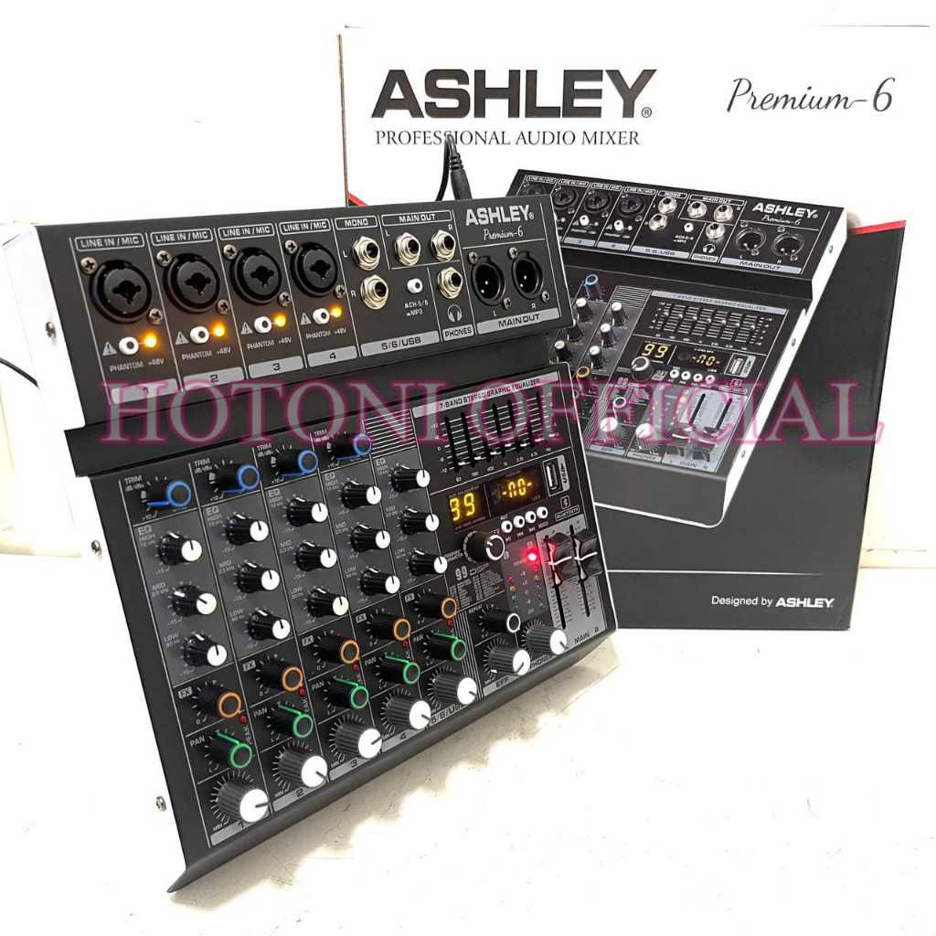 Mixer Audio Ashley Premium 6  Original 6 Channel Bluetooth - USB With Soundcard Premium6 dan Premium