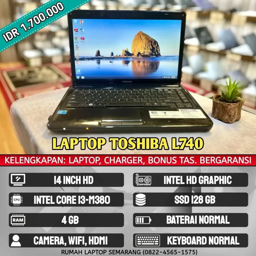 Laptop Toshiba L740 (second). Intel Core i3-M380. RAM 4 GB. SSD 128 GB