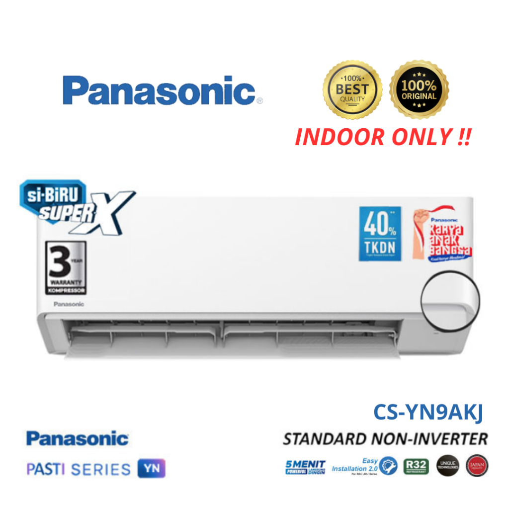 INDOOR AC PANASONIC 1 PK STANDARD CS-YN9AKJ BARU ( HANYA INDOOR AC SAJA )