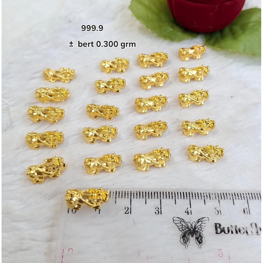 Charm Emas Asli Naga Pixue 24k Hongkong 999.9