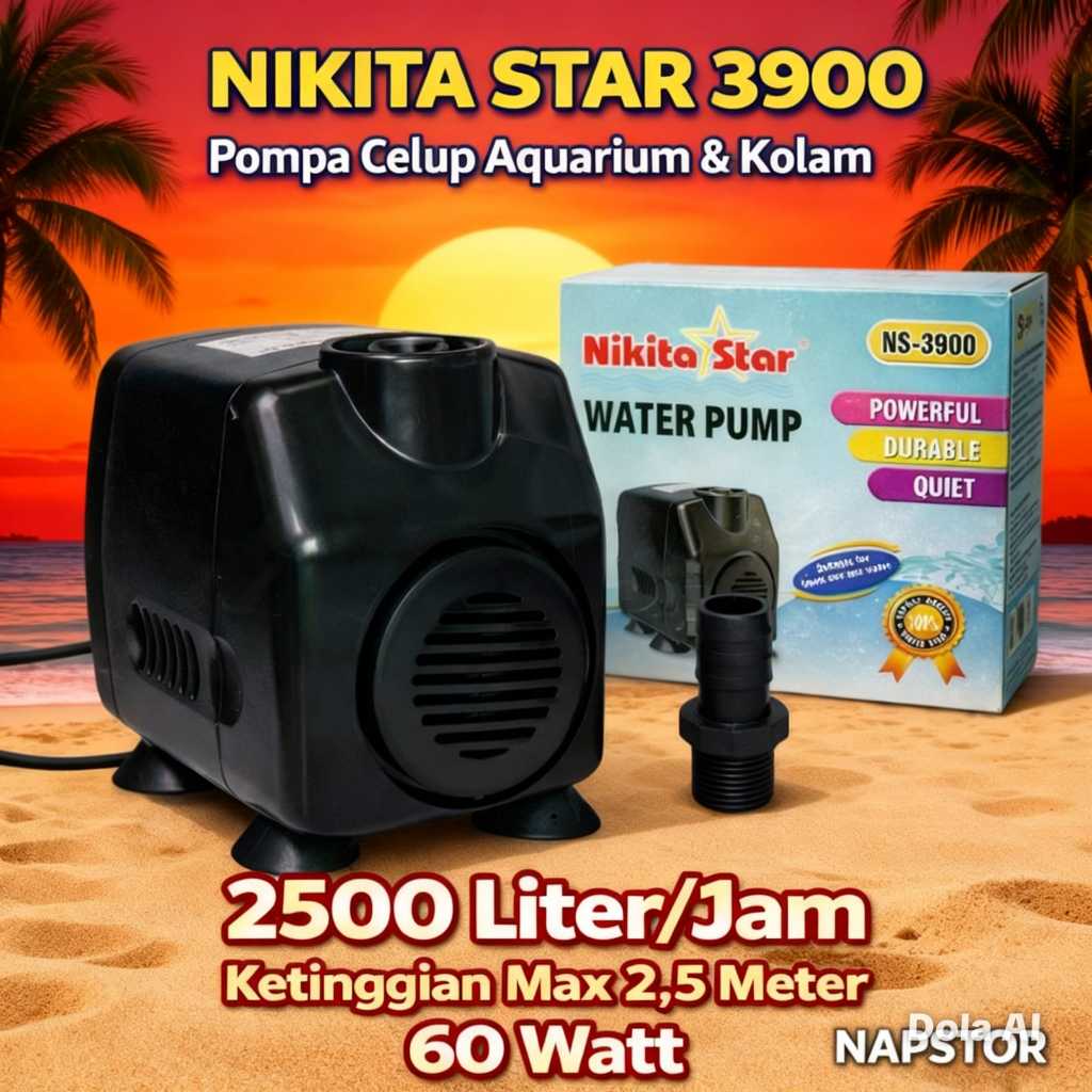 NIKITA STAR NS 3900 - Pompa Air Celup Kolam Ikan Aquarium NS3900
