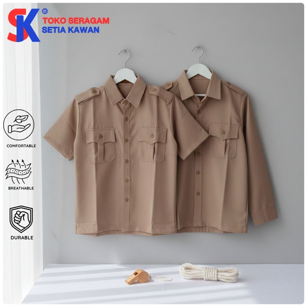 Kemeja Pramuka Rapilo Katrina Kantong Atas / Baju Pramuka Katrina Rapilo Lengan Pendek Lengan Panjan