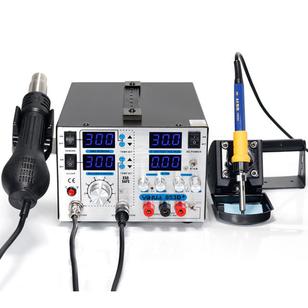 Blower Uap YIHUA 853D+ 3 IN 1Power Supply 5A 30V Soldering Station ORI