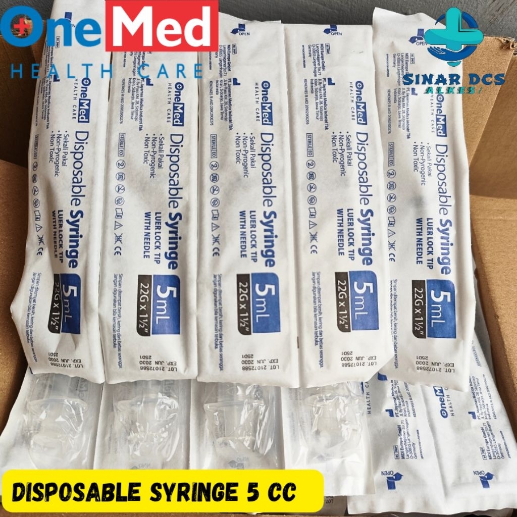 OneMed Disposable Syringe 5 cc.Spuit 5 cc. 5 ml OneMed. 5 cc Onemed