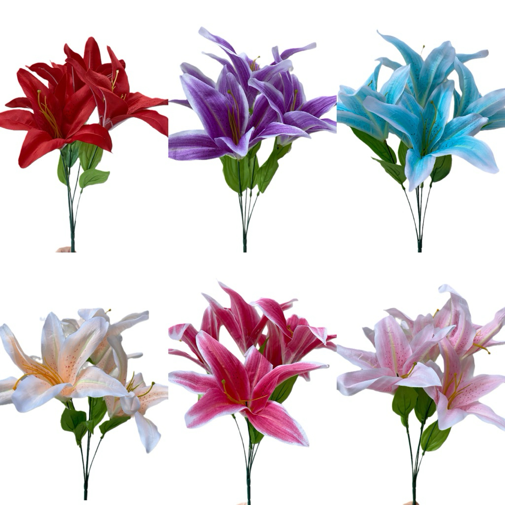 Bunga casablanca lily palsu imitasi dekorasi panggung wisuda pernikahan/bunga lily artificial