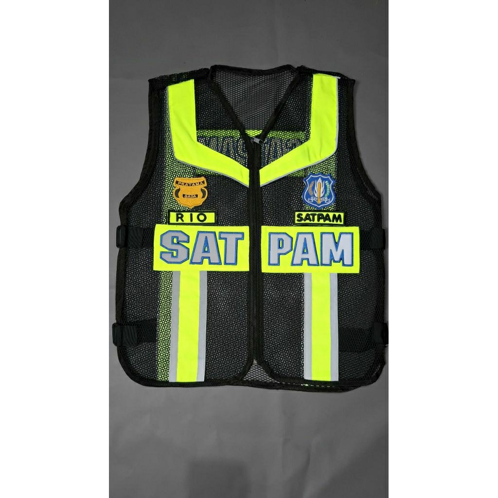 rompi jaring satpam logo bordir terbaru anti gerah