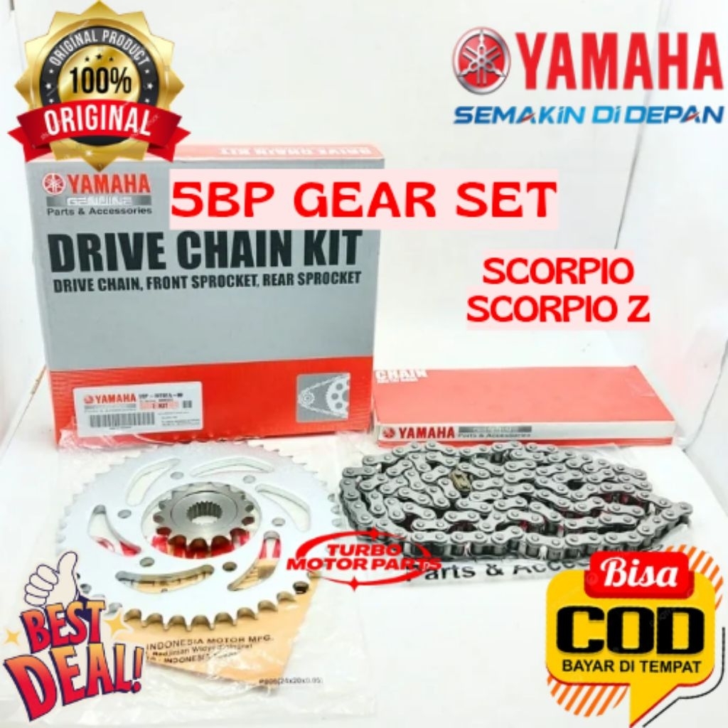 GEAR SET ORIGINAL YAMAHA KODE 5BP, GEAR SET SCORPIO, GEAR SET SCORPIO Z