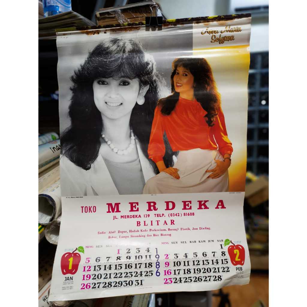 KOLEKSI KALENDER LAMA KALENDER JADUL KALENDER TAHUN 1986 TOKO MERDEKA BLITAR