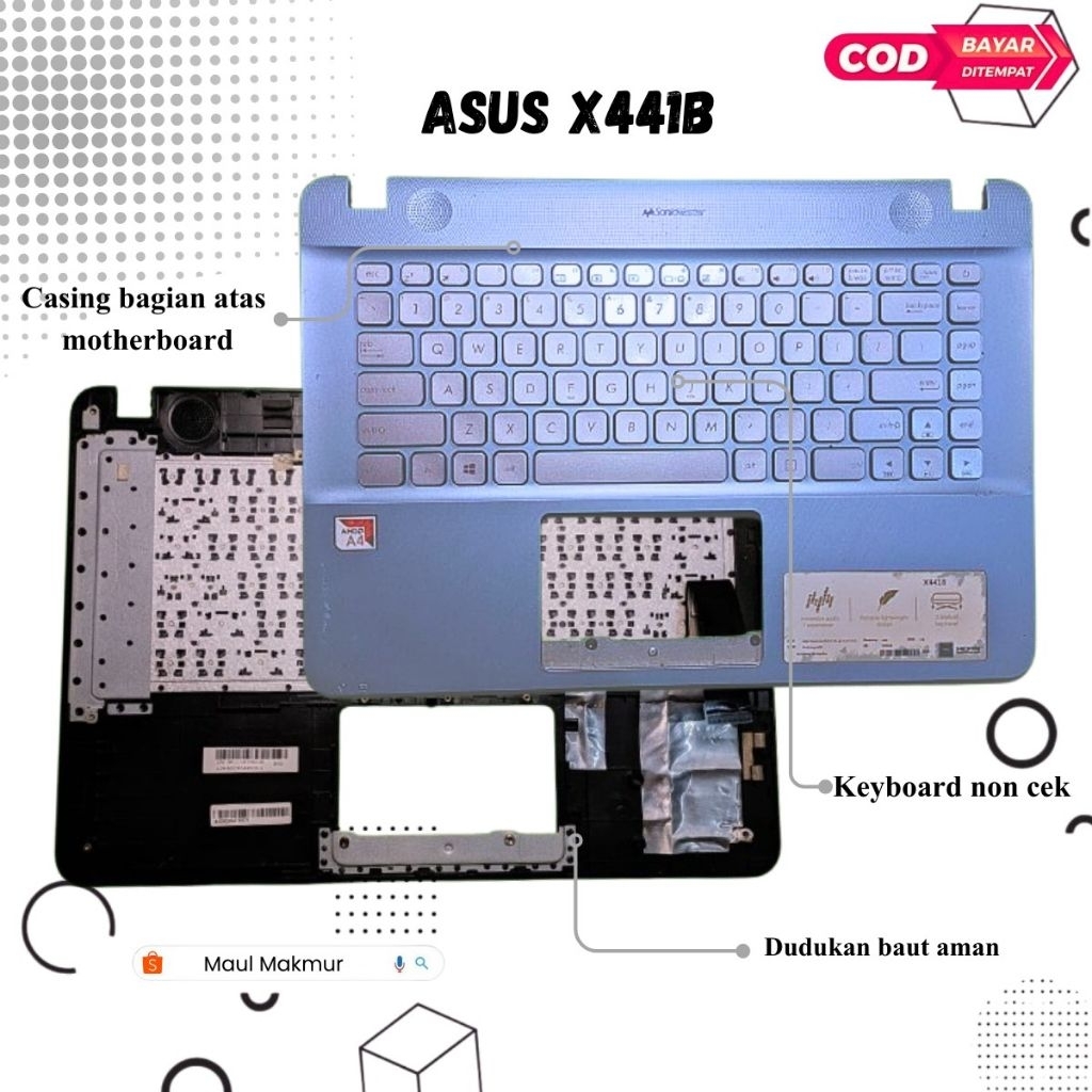 SECOND Casing Laptop X441M X441N X441S  X441B X441U X441UV | Casing C Bagian Atas Motherboard Laptop