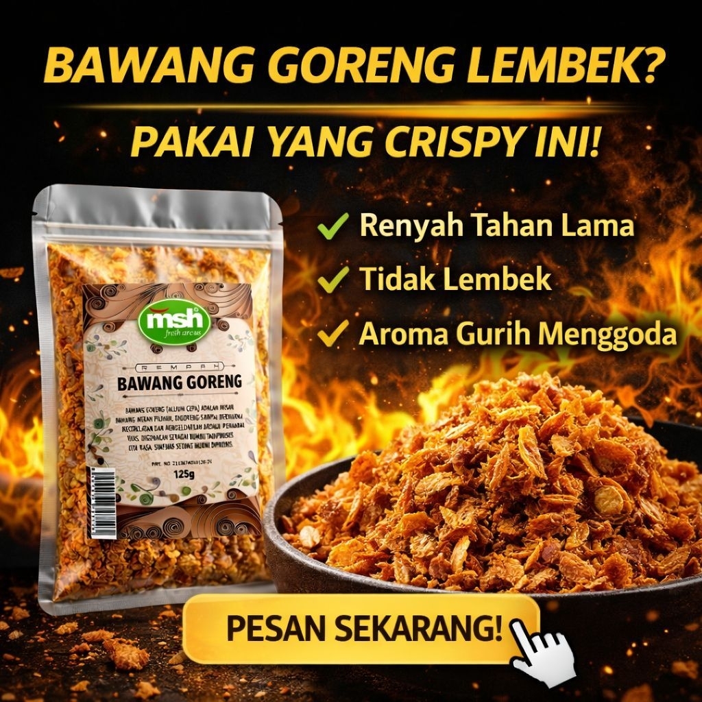 Bawang Goreng Asli 125gr , Bawang Goreng Murni 125gr , Bawang Goreng Rendah Minyak , Bawang Goreng P