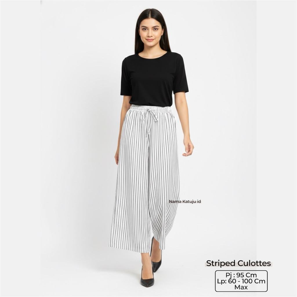 New Stuf Striped Culottes // Celana Kulot Motif Salur Wanita Terbaru Bahan Wolfis