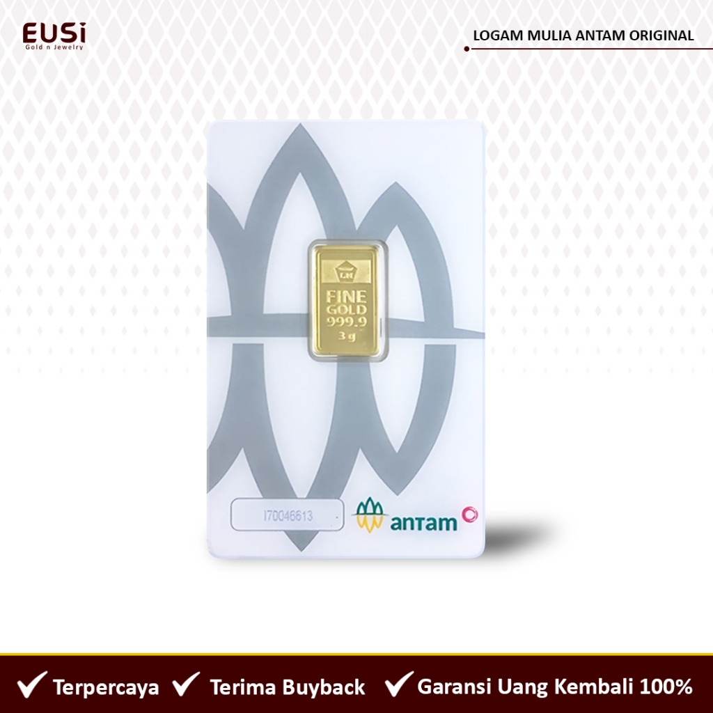 Eusi Jewelry LM Antam 3 Gram Press Emas Batangan Original 99,99%
