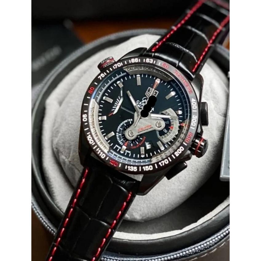 The Luxe Watch109 Jam Tangan Pria Mewah Grand Carrera Caliper Chronograph 34MM Leather Quartz Men Wa