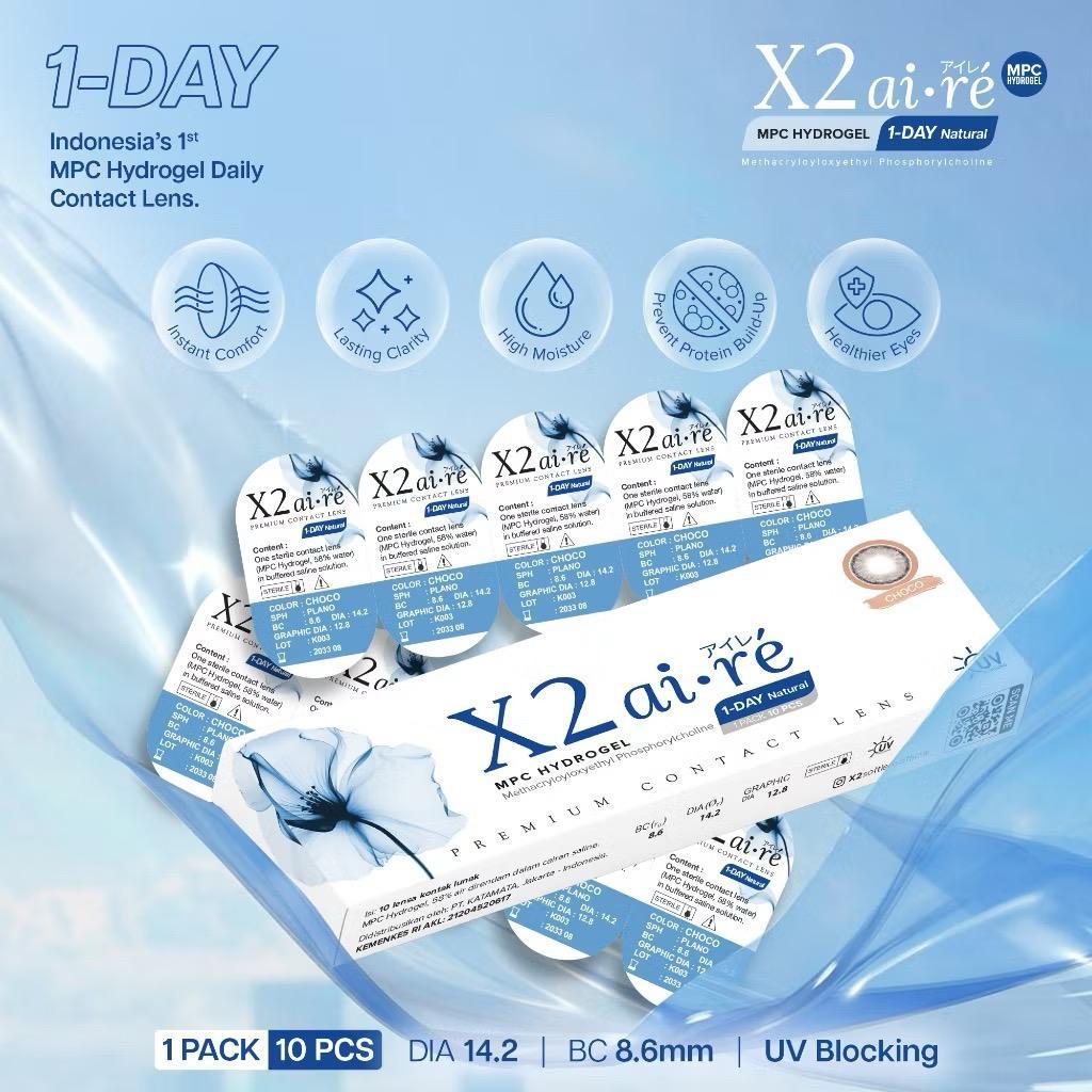 Softlens X2 AIRE 1 DAY CLEAR & COLOR 14,5 MM G.DIA 12,8MM & 13MM Normal & Minus (-0,50 S/D -10,00) B