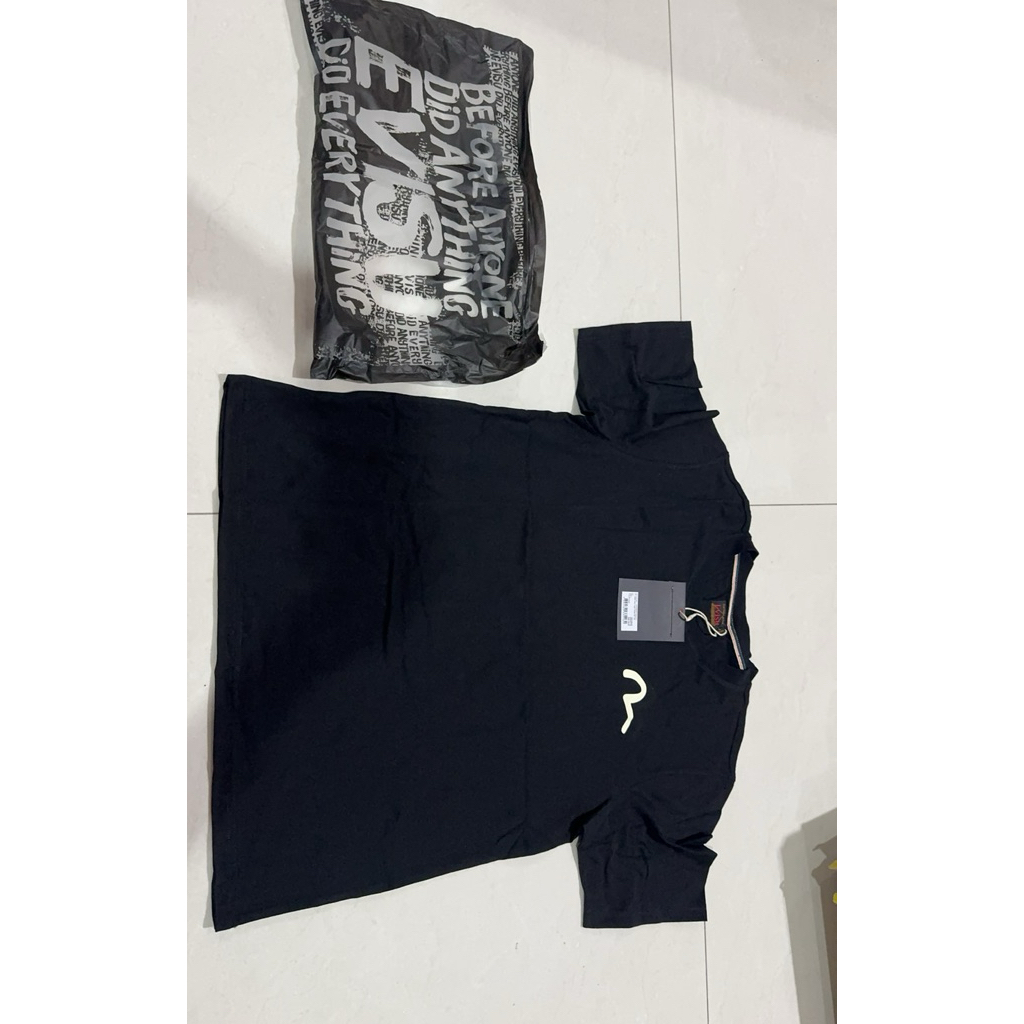 evisu kaos t shirt black hitam