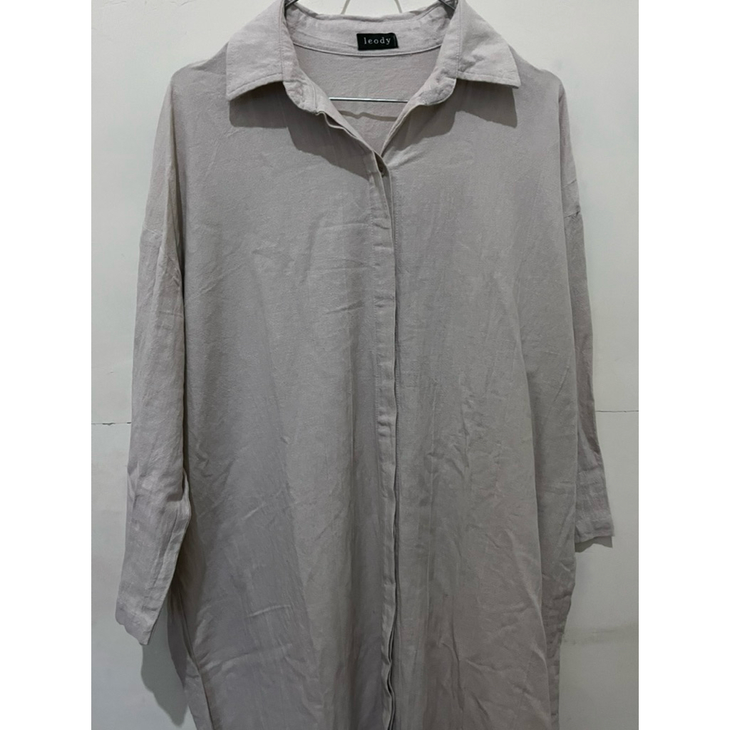 Preloved Dress Gamis Jeda Abaya by Leody Dress Linen Warna Ivory Beige