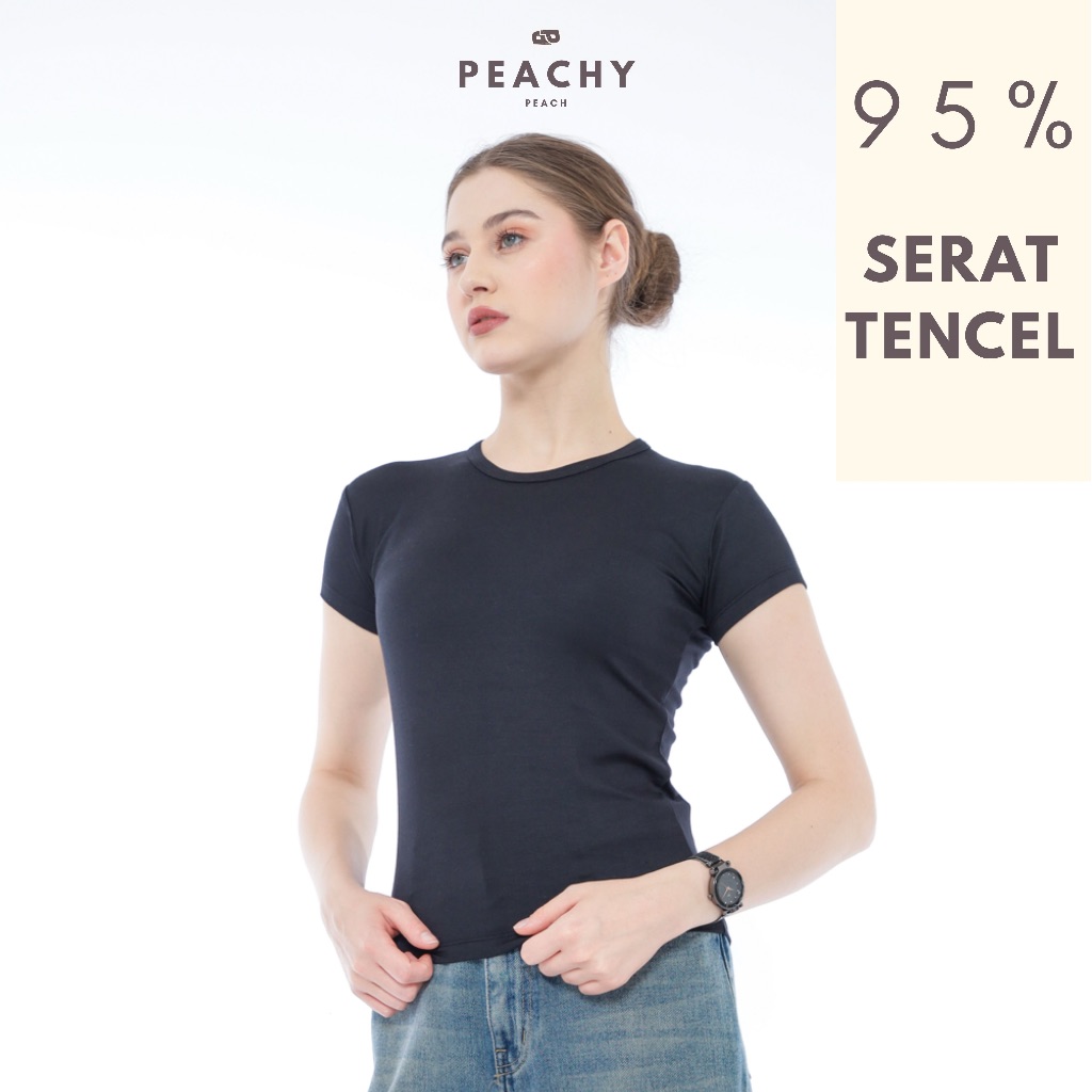 Peachy Peach - Tencel Fitted T-shirt BLACK