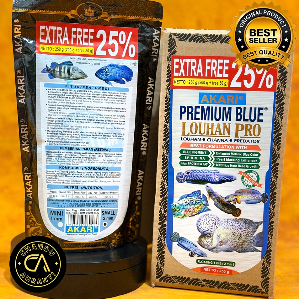 Pelet / Pakan Akari Premium Blue Louhan Pro 2mm – 250gr