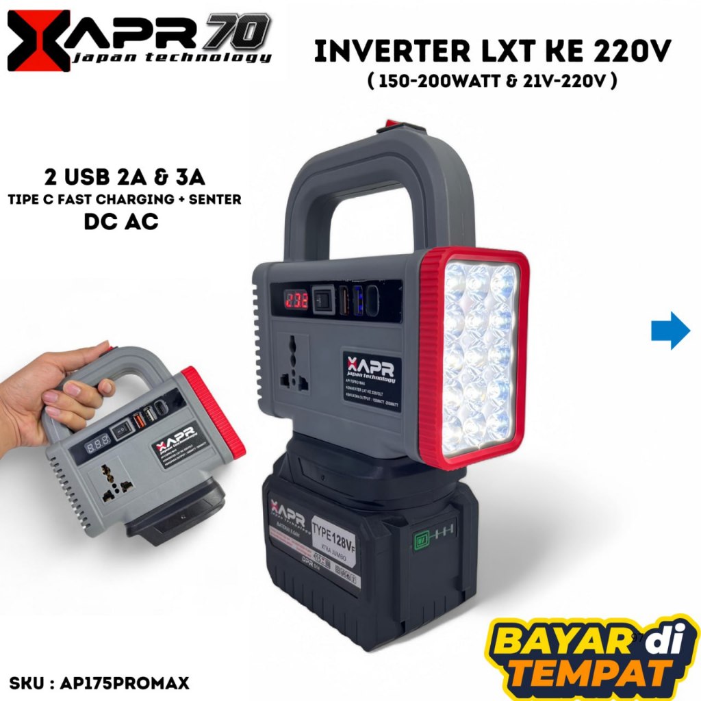 Inverter genset baterai LXT kelistrik 220volt PLN AC XAPR ap175promax pengubah baterai jadi listrik