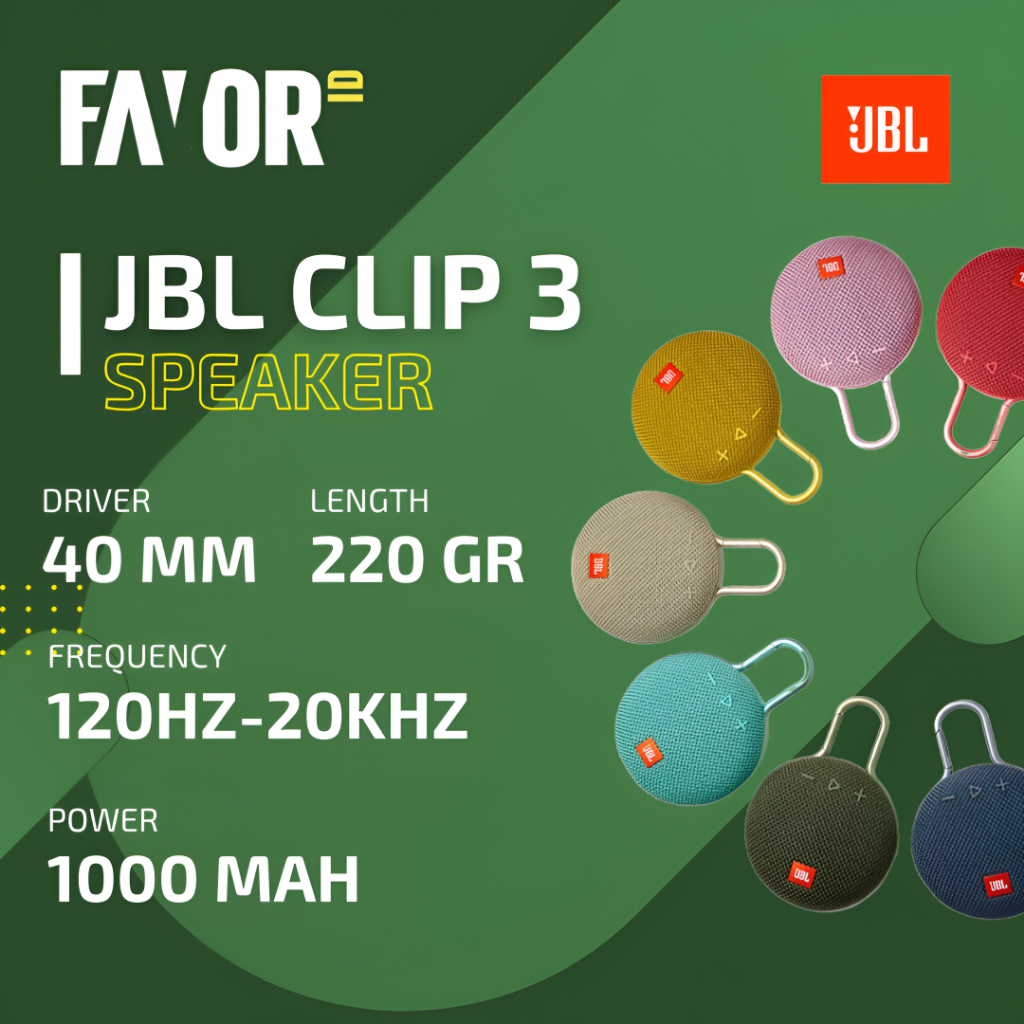 JBL Clip 3 Wireless Speaker Original Garansi Resmi IMS | Minus Bahan Karet Speaker Getas/Rontok Tida