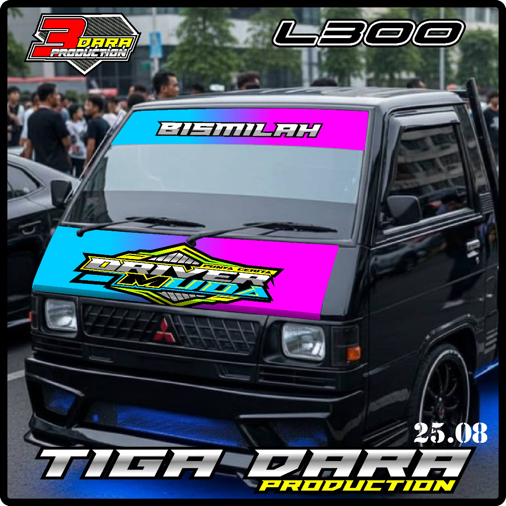 SATU SET STIKER DECAL KABIN DEPAN l300+ STIKER KACA DEPAN MOBIL L300 ,BEBAS REQUEST KODE 07