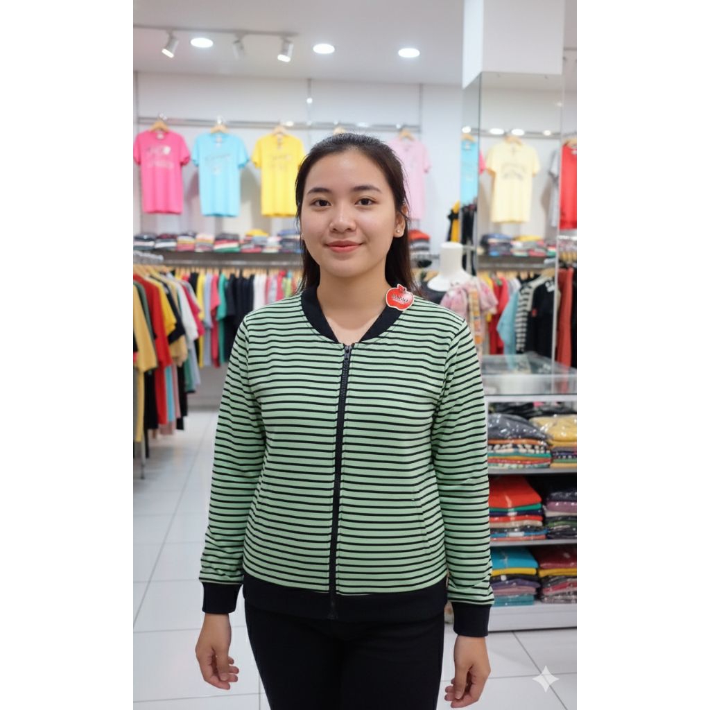 obral cuci gudang baju wanita resleting atasan wanita motif garus lis